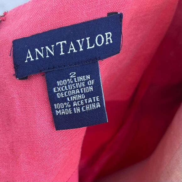 Ann Taylor Linen Dress Size 2 Pink Y2k Midi - Picture 6 of 8